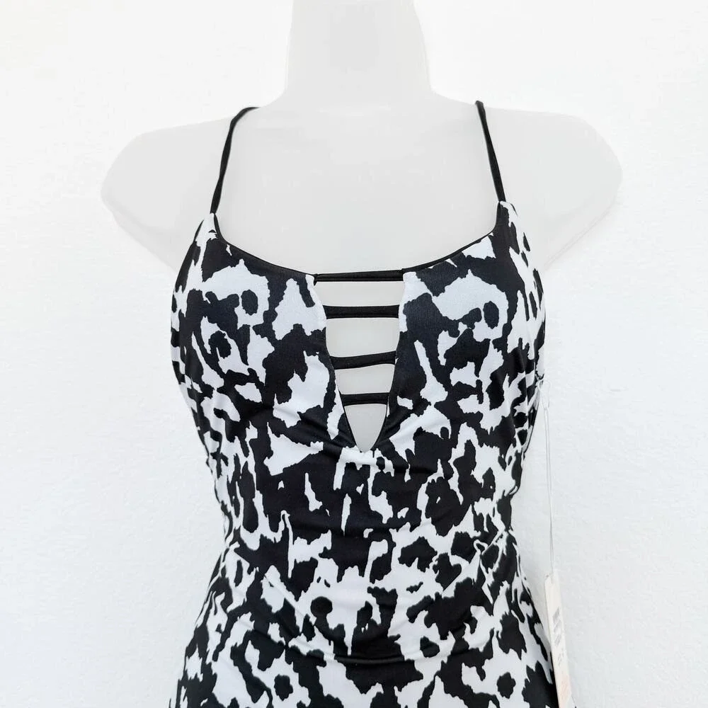 Maaji Reversible One Piece Swimsuit Medium Black White Cow Print Western Coastal